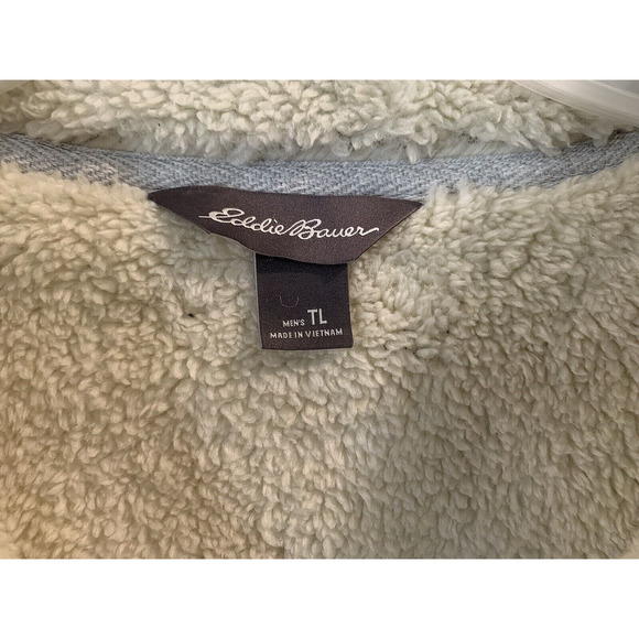 EDDIE BAUER 1/4 Zip Fleece Lined Pullover Sweatshirt Jacket Gray Men's Sz L Tall - Picture 11 of 14